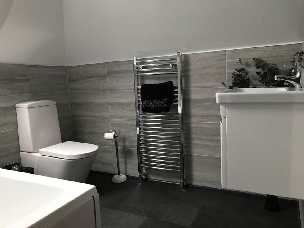 Modern luxury bathroom renovation with walk-in shower in Perthshire