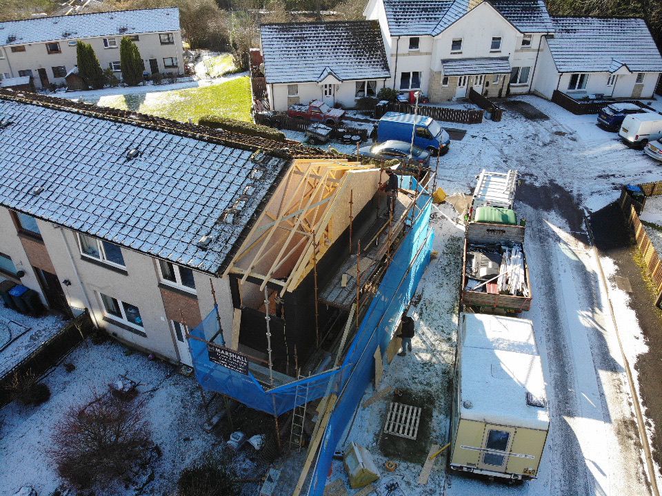 Extension Roof Build — Aerial View by Marshall & Co in Perth